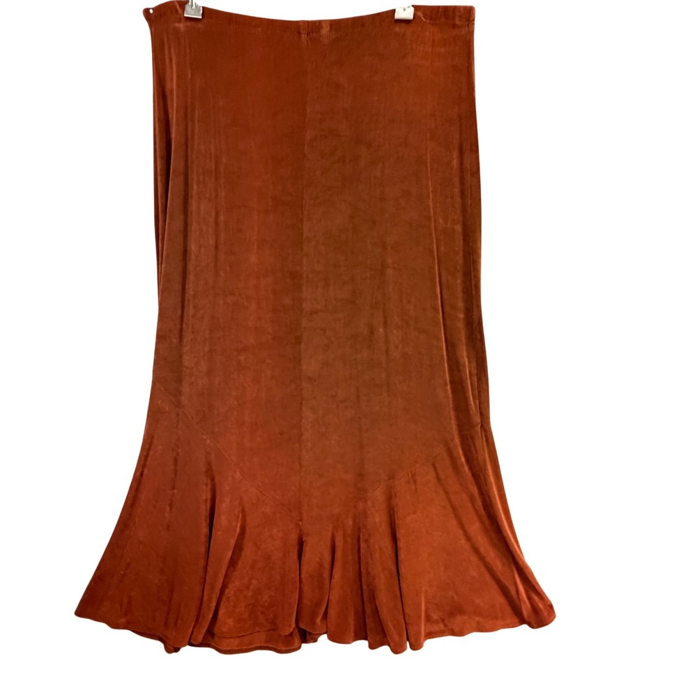 Vintage Y2K Laura Ashley Mermaid Maxi Skirt Womens M Rust Brown Slinky